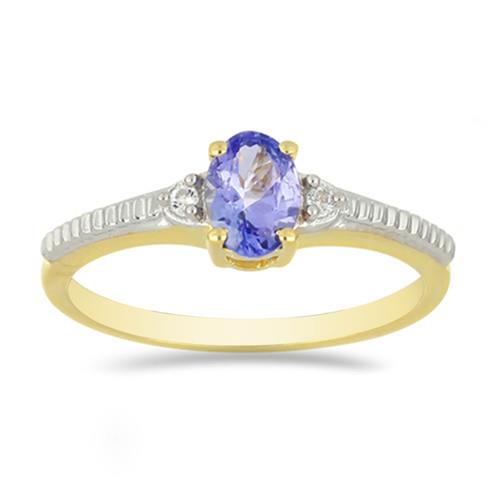 0.72 CT TANZANITE GOLD PLATED SILVER RINGS #VR034074